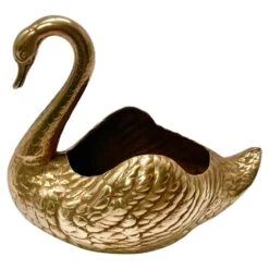 Decorative Swan-Shaped Brass Basket, Italy, 1970s -CHAIRISH Shop decorative swan shaped brass basket italy 1970s 6027