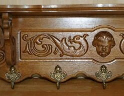 Dutch Oak Carved Cherub Wall Rack With Royal Hooks -CHAIRISH Shop dutch oak carved cherub wall rack with royal hooks 5011