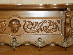 Dutch Oak Carved Cherub Wall Rack With Royal Hooks -CHAIRISH Shop dutch oak carved cherub wall rack with royal hooks 7483