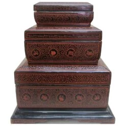 Early 20th Century Burmese Lacquer Wood Nesting Boxes - Set Of 3 -CHAIRISH Shop early 20th century burmese lacquer wood nesting boxes set of 3 9431