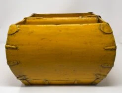 Early 20th Century Chinese Wooden Rice Grain Dou Basket, Yellow Lacquer -CHAIRISH Shop early 20th century chinese wooden rice grain dou basket yellow lacquer 3361