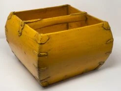 Early 20th Century Chinese Wooden Rice Grain Dou Basket, Yellow Lacquer -CHAIRISH Shop early 20th century chinese wooden rice grain dou basket yellow lacquer 4536
