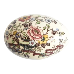 Early 20th Century English Mason's Transferware Egg Trinket Box