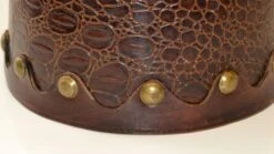 Early 20th Century Round Vintage Crocodile Embossed Leather Lidded Box -CHAIRISH Shop early 20th century round vintage crocodile embossed leather lidded box 0445