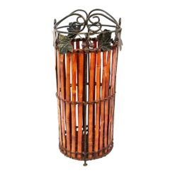 Early 21st Century Bamboo And Metal Umbrella Stand With Grape Vine Edging Design