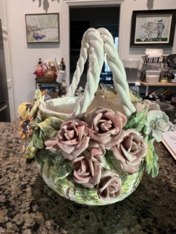 Early Capodimonte Basket Bowl With Applied Flowers And Birds -CHAIRISH Shop early capodimonte basket bowl with applied flowers and birds 0216