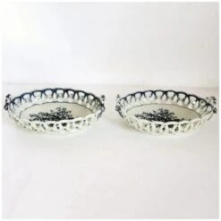 English 1st Period Dr. Wall Worcester Soft Paste Porcelain Pine Cone Oval Baskets - A Pair -CHAIRISH Shop english 1st period dr wall worcester soft paste porcelain pine cone oval baskets a pair 0563