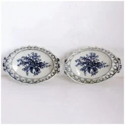 English 1st Period Dr. Wall Worcester Soft Paste Porcelain Pine Cone Oval Baskets - A Pair -CHAIRISH Shop english 1st period dr wall worcester soft paste porcelain pine cone oval baskets a pair 4898