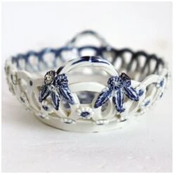 English 1st Period Dr. Wall Worcester Soft Paste Porcelain Pine Cone Oval Baskets - A Pair -CHAIRISH Shop english 1st period dr wall worcester soft paste porcelain pine cone oval baskets a pair 6275