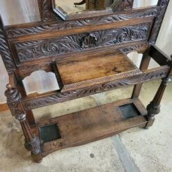 English Antique Wide Mirror Back Carved Hall Stand -CHAIRISH Shop english antique wide mirror back carved hall stand 3890