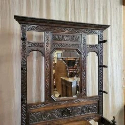 English Antique Wide Mirror Back Carved Hall Stand -CHAIRISH Shop english antique wide mirror back carved hall stand 9361