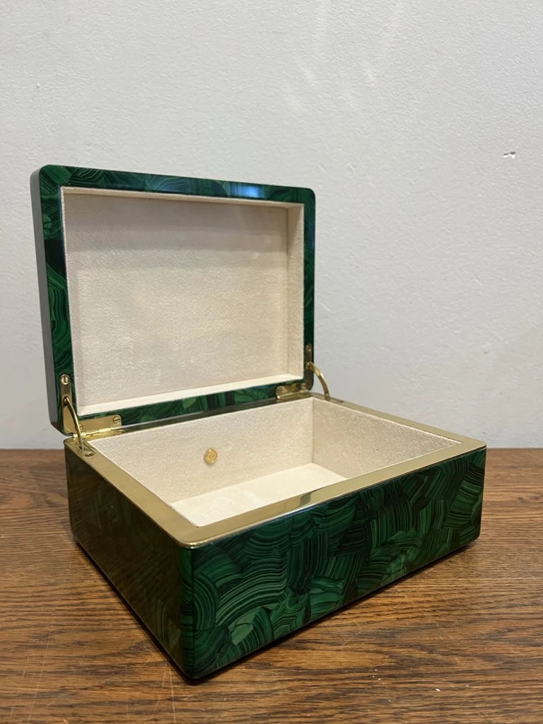 Faux Malachite Box With Brass Trim 4 Faux Malachite Box With Brass Trim - Image 2