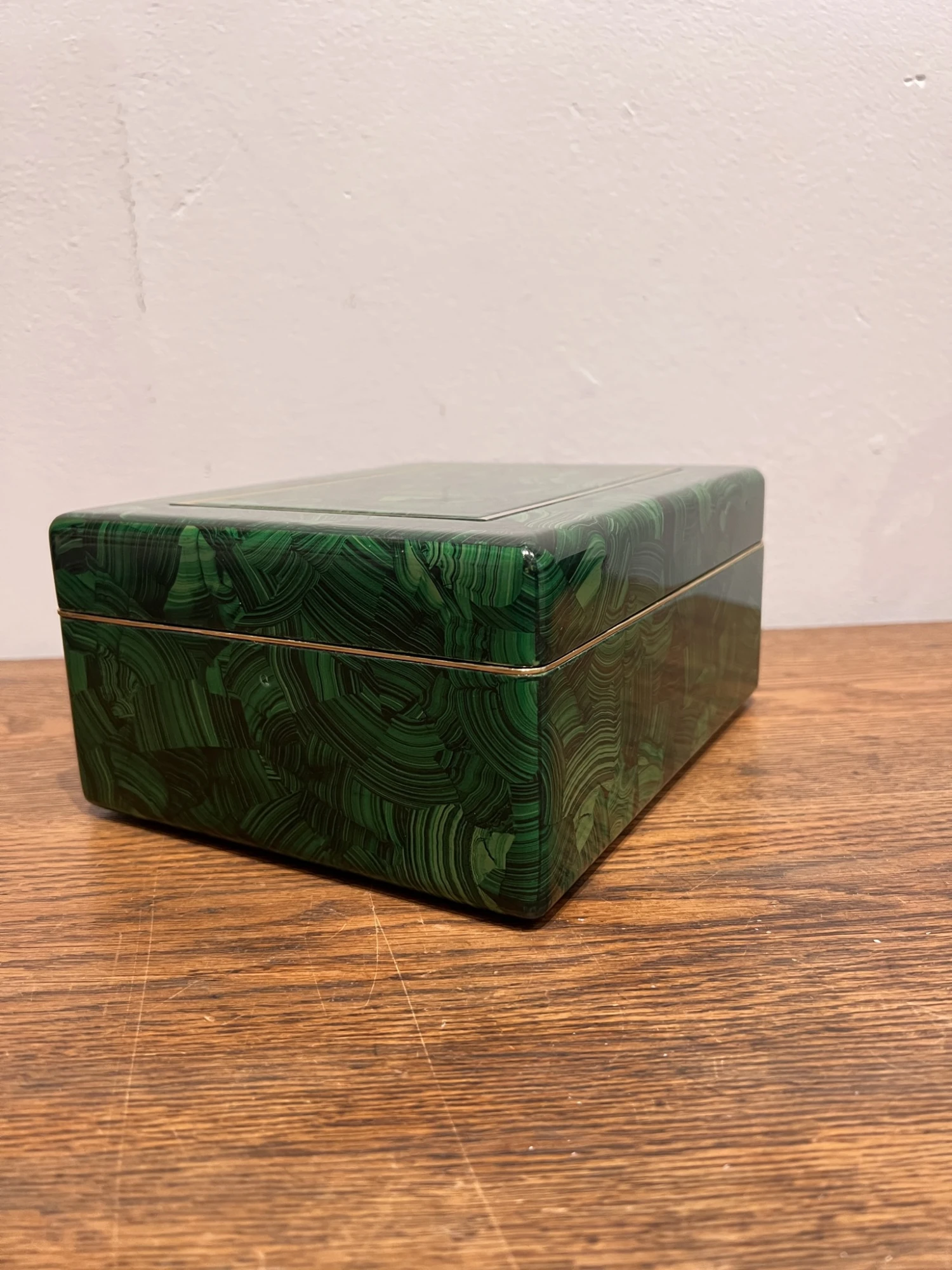 Faux Malachite Box With Brass Trim 7 Faux Malachite Box With Brass Trim - Image 5