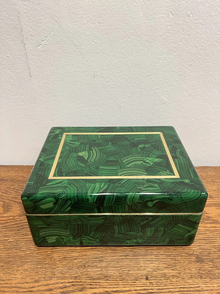 Faux Malachite Box With Brass Trim 12 Faux Malachite Box With Brass Trim - Image 10