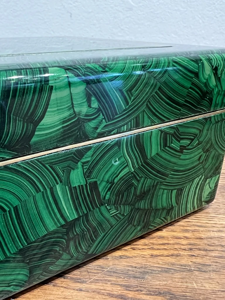Faux Malachite Box With Brass Trim 8 Faux Malachite Box With Brass Trim - Image 6