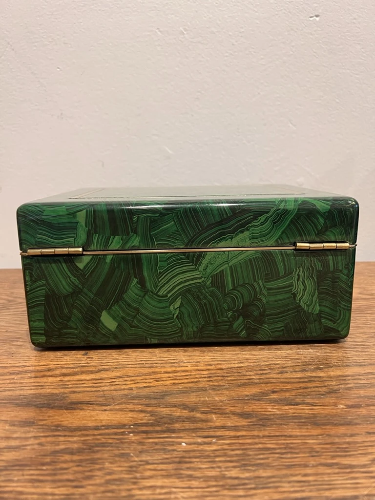 Faux Malachite Box With Brass Trim 9 Faux Malachite Box With Brass Trim - Image 7