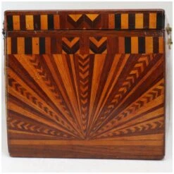 Folk Art Inlaid Parquetry Mixed Wood Star Pattern Desk / Jewelry Box -CHAIRISH Shop folk art inlaid parquetry mixed wood star pattern desk jewelry box 0313