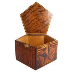Folk Art Inlaid Parquetry Mixed Wood Star Pattern Desk / Jewelry Box -CHAIRISH Shop folk art inlaid parquetry mixed wood star pattern desk jewelry box 3983