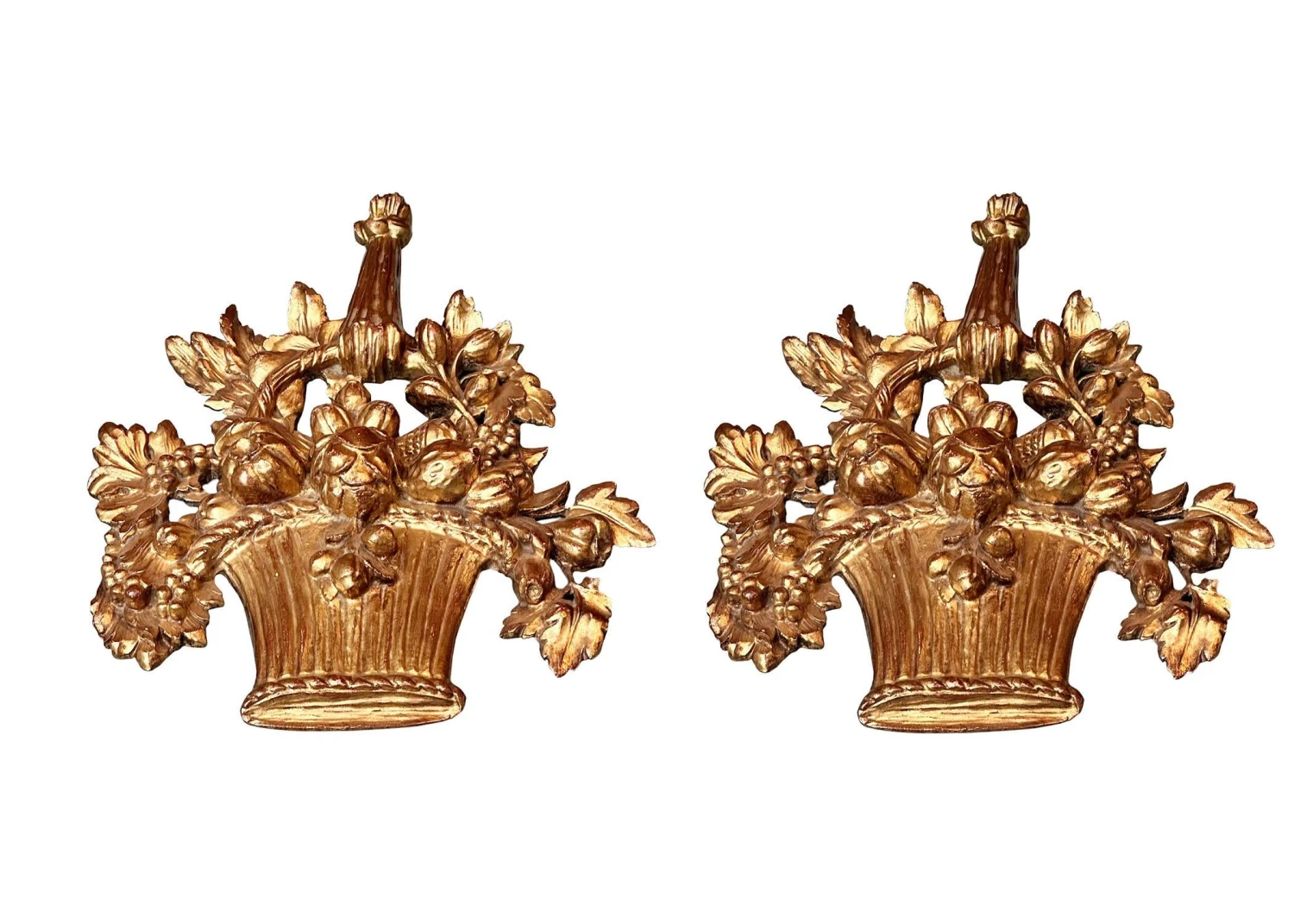 French Hanging Gilt Flower Baskets - A Pair 7 French Hanging Gilt Flower Baskets - A Pair - Image 5