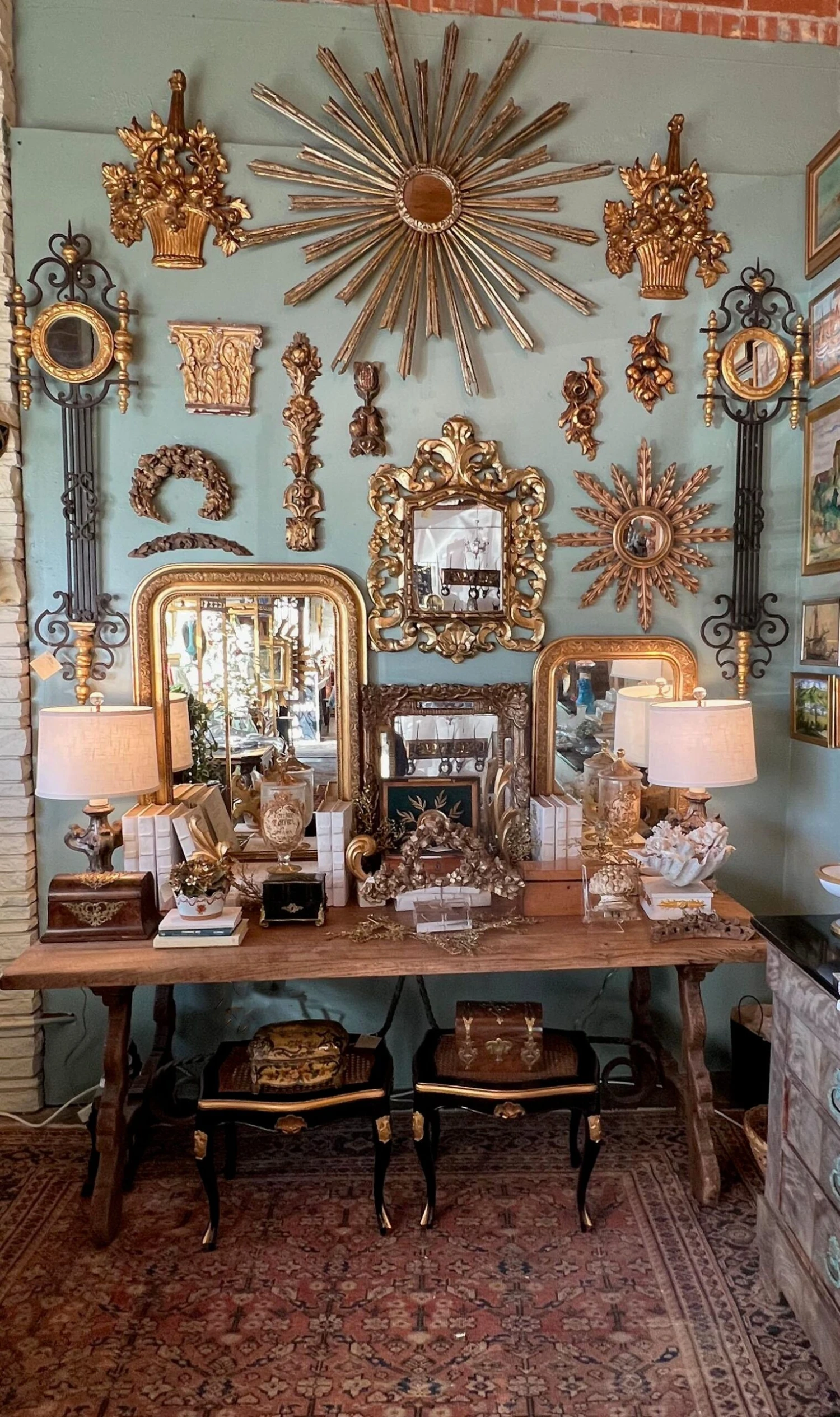 French Hanging Gilt Flower Baskets - A Pair 4 French Hanging Gilt Flower Baskets - A Pair - Image 2