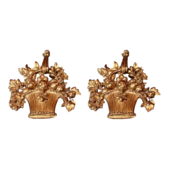 French Hanging Gilt Flower Baskets - A Pair