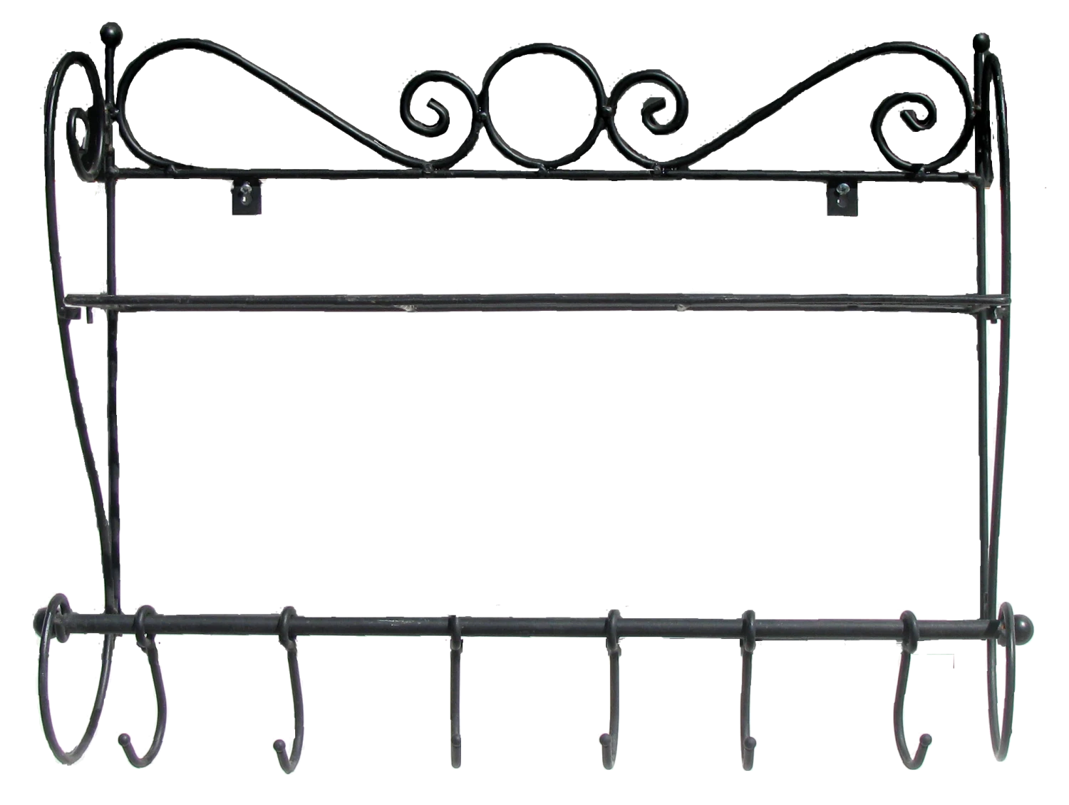 French Style Black Iron Folding Wall Shelf / Hooks / Towel Rack 5 French Style Black Iron Folding Wall Shelf / Hooks / Towel Rack - Image 3