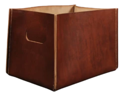 Hand-Crafted Brown Leather & Oak Box Magazine Holder From Sum Furniture