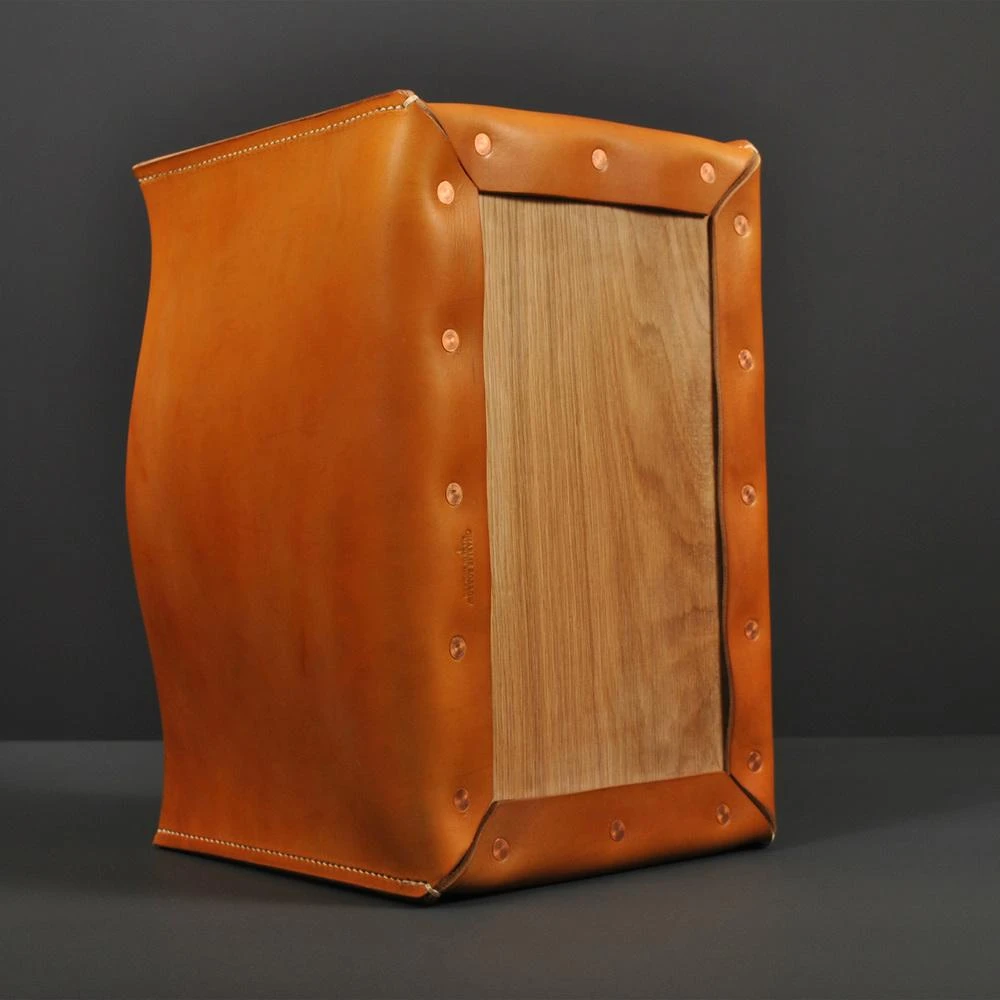 Hand-Crafted Tan Leather & Oak Box Magazine Holder From Sum Furniture 7 Hand-Crafted Tan Leather & Oak Box Magazine Holder From Sum Furniture - Image 5