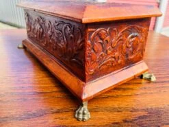 Handsome Vintage Tooled Leather Neopclassical Dresser Box -CHAIRISH Shop handsome vintage tooled leather neopclassical dresser box 0997