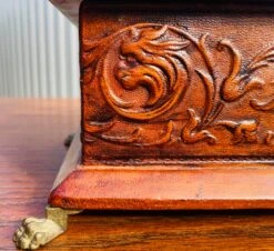 Handsome Vintage Tooled Leather Neopclassical Dresser Box -CHAIRISH Shop handsome vintage tooled leather neopclassical dresser box 2151