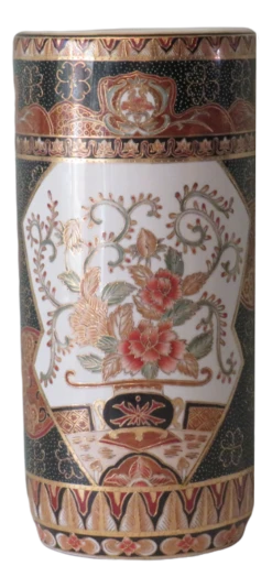 Hollywood Regency Round Umbrella Stand In Ceramic