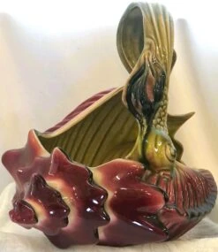 Hull Pottery Ebb Tide Shell Koi Fish Handled Basket Planter -CHAIRISH Shop hull pottery ebb tide shell koi fish handled basket planter 2206