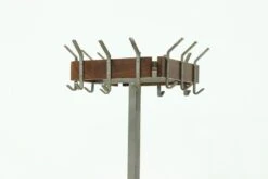 Industrial Belgian Steel & Teak Free Standing Coat Rack, 1950s -CHAIRISH Shop industrial belgian steel and teak free standing coat rack 1950s 7013