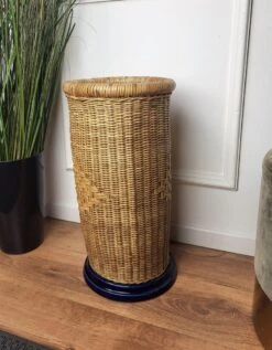 Italian Blue Bamboo Rattan Ceramic Base Umbrella Stand -CHAIRISH Shop italian blue bamboo rattan ceramic base umbrella stand 1755