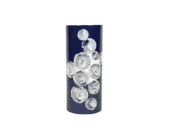 Italian Blue, White & Black Enameled Metal Umbrella Stand, 1960s