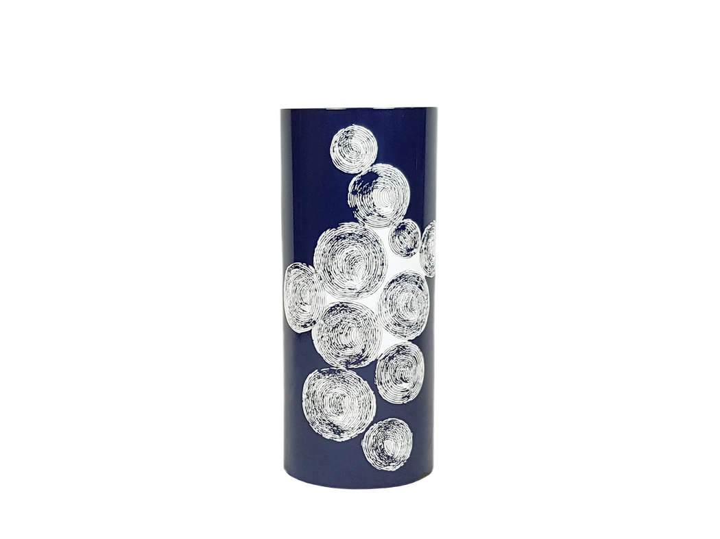 Italian Blue, White & Black Enameled Metal Umbrella Stand, 1960s 3 Italian Blue, White & Black Enameled Metal Umbrella Stand, 1960s