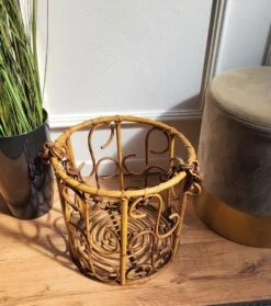 Italian Bohemian French Riviera Bamboo And Rattan Basket, 1960s -CHAIRISH Shop italian bohemian french riviera bamboo and rattan basket 1960s 8451