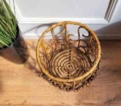 Italian Bohemian French Riviera Bamboo And Rattan Basket, 1960s -CHAIRISH Shop italian bohemian french riviera bamboo and rattan basket 1960s 9367