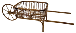 Italian Bohemian French Riviera Magazine Wheelbarrow In Bamboo And Rattan, 1960s