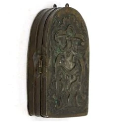 Italian Brass Cased Beaded Metallic Thread Portable Saint Relic Case -CHAIRISH Shop italian brass cased beaded metallic thread portable saint relic case 9904