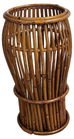 Italian French Bamboo Rattan Riviera Umbrella Stand