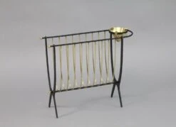 Italian Newspaper Rack In Metal With Brass Ashtray, 1950 -CHAIRISH Shop italian newspaper rack in metal with brass ashtray 1950 6523