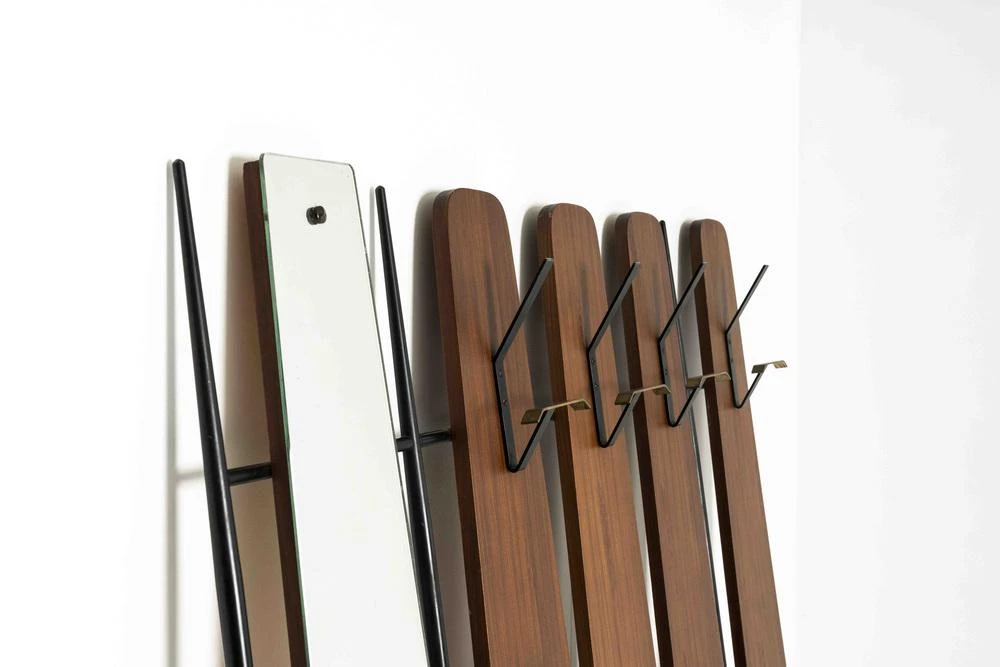 Italian Vintage Coat Rack With Mirror In The Style Of Osvaldo Borsani, 1950s Italy 12 Italian Vintage Coat Rack With Mirror In The Style Of Osvaldo Borsani, 1950s Italy - Image 10