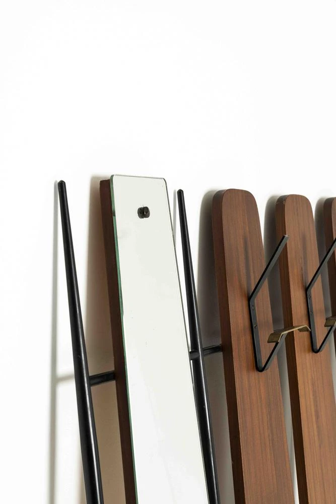 Italian Vintage Coat Rack With Mirror In The Style Of Osvaldo Borsani, 1950s Italy 11 Italian Vintage Coat Rack With Mirror In The Style Of Osvaldo Borsani, 1950s Italy - Image 9