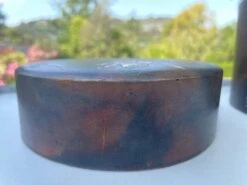 Japanese Cylindrical Box In Brown Lacquer Paint With Flower Decoration -CHAIRISH Shop japanese cylindrical box in brown lacquer paint with flower decoration 2461