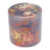 Japanese Cylindrical Box In Brown Lacquer Paint With Flower Decoration -CHAIRISH Shop japanese cylindrical box in brown lacquer paint with flower decoration 5344
