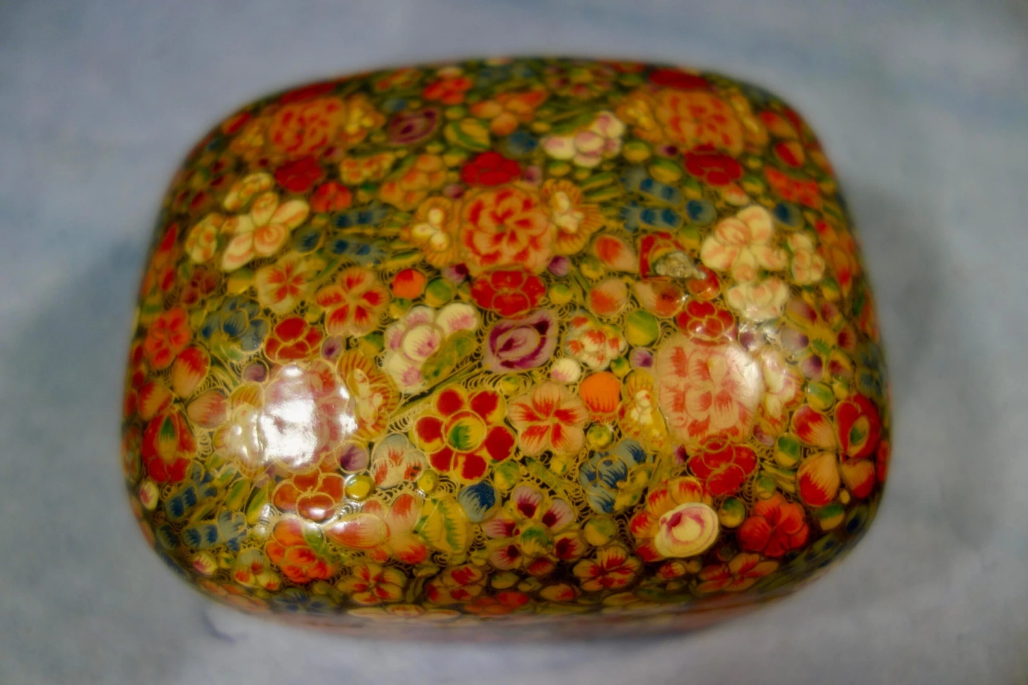 Kashmir Floral Box, Hand Painted, Paper Mache 4 Kashmir Floral Box, Hand Painted, Paper Mache - Image 2