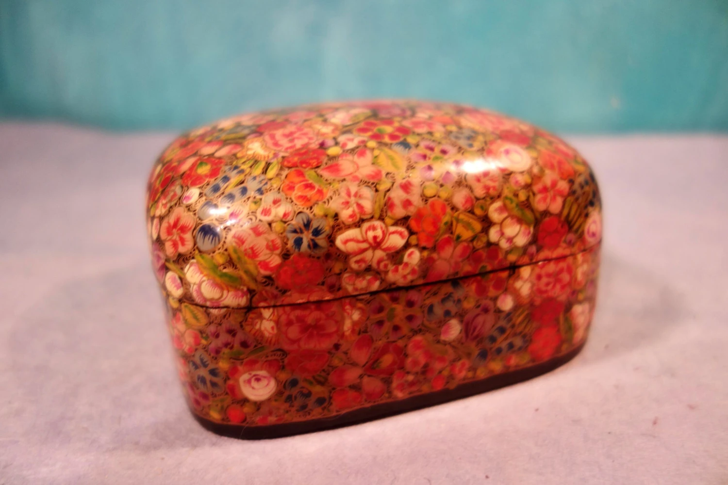 Kashmir Floral Box, Hand Painted, Paper Mache 11 Kashmir Floral Box, Hand Painted, Paper Mache - Image 9