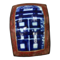 Lacquer Ceramic Blue And White Asian Box