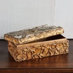 Large Artist Made Gold Leaf Wooden Box, France 1970s -CHAIRISH Shop large artist made gold leaf wooden box france 1970s 5855